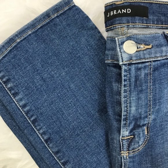 J Brand Mid Rise Rail Skinny Straight Leg Jeans Connected Indigo Denim - Picture 12 of 15